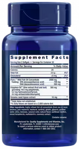 Life Extension Super Omega-3 EPA/DHA Fish Oil, Sesame Lignans & Olive Extract, 60 капсул Life Extension Super Omega-3 EPA/DHA Fish Oil, Sesame Lignans & Olive Extract, 60 капсул